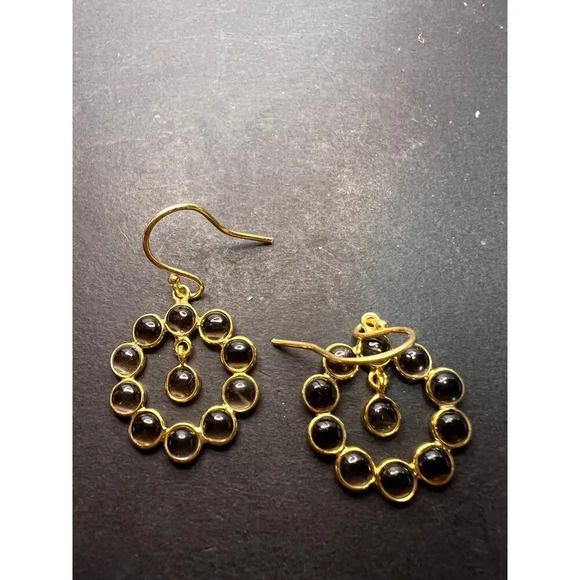 Smoky quartz drop earrings in gold over sterling silver - Picture 11 of 11